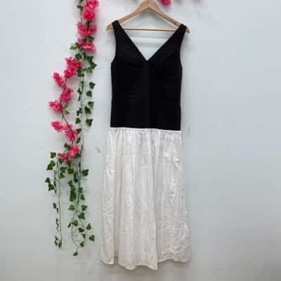 Dissh Womens Sleeveless Midi Dress Size 12 Black  / White 