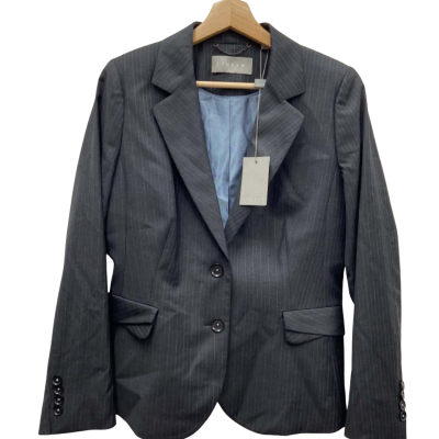 Jigsaw Size 12 WOOL Blazer Charcoal Blue / Pinstriped RRP $399.00