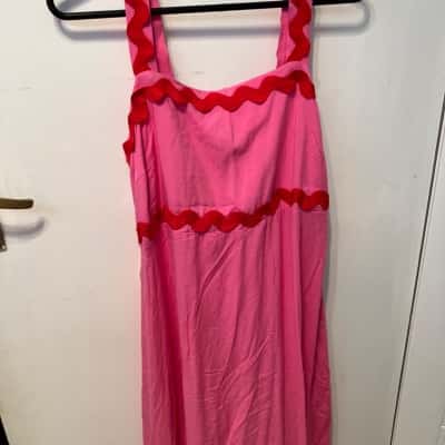 Rockmans Womens  Size 12 Shoestring Strap Dress Pink  / Red 
