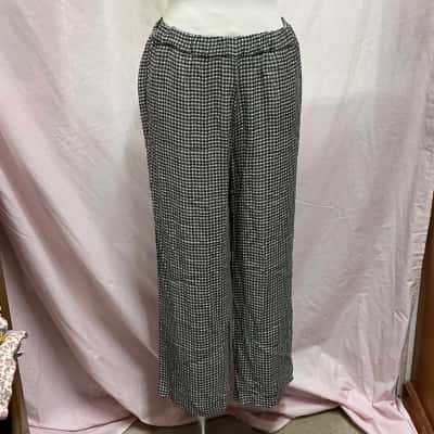 Anna Thomas Womens  Size 10 Wide Leg Pants Black  / Pattern / White 