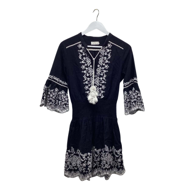 Tigerlily Size 6 Bohemian Black with Floral Accents Dress
