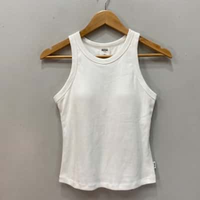 Bonds Womens  Size S  Ribbed Tank Top with Inner bra White 