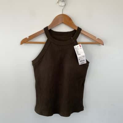 Uniqlo Dark Green Halter Neck Bra Sleeveless Top  Size M  