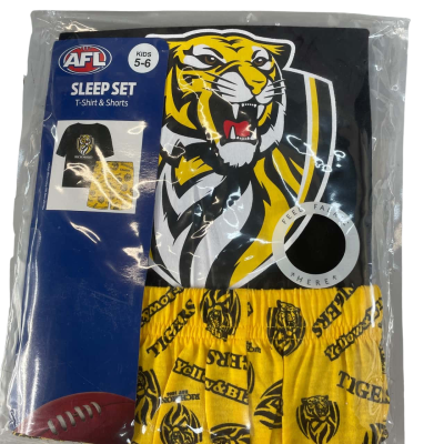 AFL Kids Sleep Set. Richmond Tigers. Size ages 5-6.