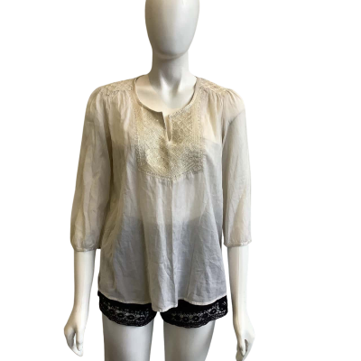 Maison Scotch Women's Size 3 Short Sleeve Shirt Cream 