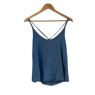 Thread + Supply Womens  Size S Shoestring Strap Top Blue 