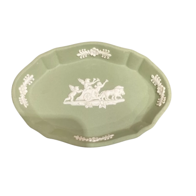 Wedgewood Sage Green Jasperware Vintage Trinket Dish
