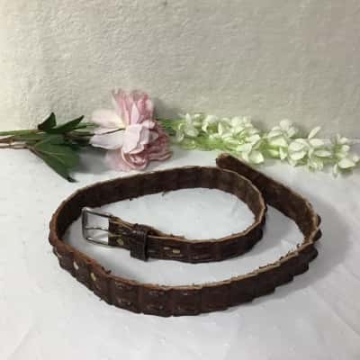Mens Brown Crocodile Skin Leather Belt (122 cm)