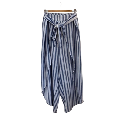 City Chic Womens  Size M Side Slit Pants Blue / Striped / White 