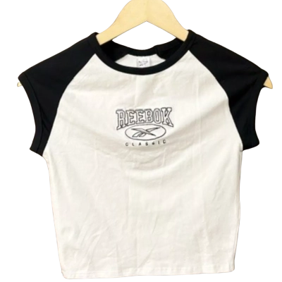 BNWT Reebok Womens Raglan Tee Size S Black  / White 