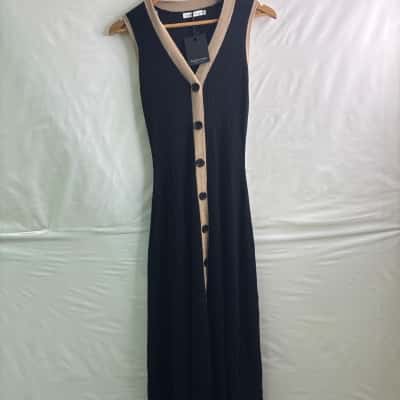 Brave + True Womens Size M Bodycon Dress / Maxi Dress / Sleeveless Dress Black / Brown BNWT