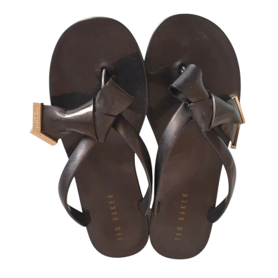 Ted Baker Womens  Size 38 Origami Bow Flip Flops Black  BN