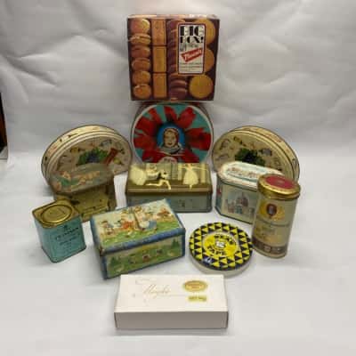 Vintage Lot of Old Packaging and Tins, Sweet Tins, Biscuit Tins, Chocolate Packaging plus other tins