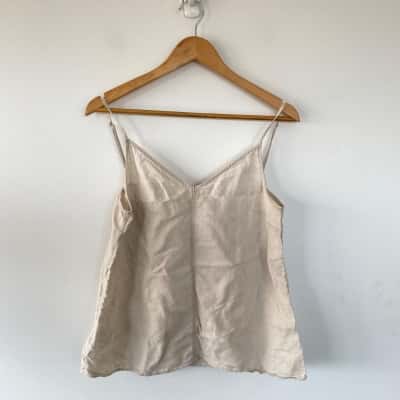 Country Road Beige Natural Organic Linen Cami Top  Size 10 