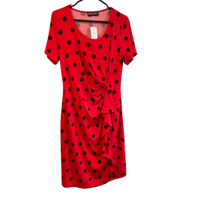 Philosophy Womens  Size 14 Midi Dress Black  / Polka Dot / Red 