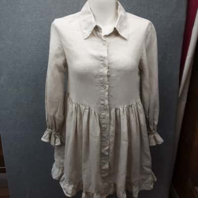  Womens  Size S/M Natural kaya and lox layered natural  linen dress