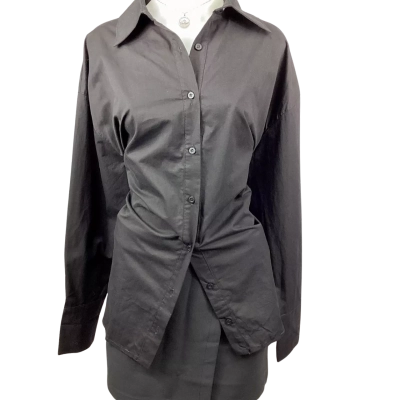 Charcoal Barrett Long Sleeve Shirt Zip Back - Black Size 10