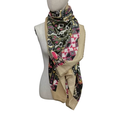  Stylish Geometric Motif Scarf Multicoloured 