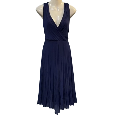 Liz Jordon Navy Pleated Dress
