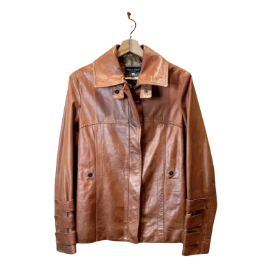  Adele Fado Women's Brown Leather Biker Jacket Size 44