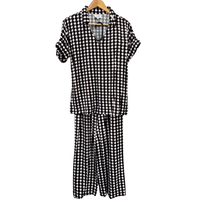 Seed Heritage Womens  Set Size 4 Top / Size 6 Pants Black  / Pattern / White 