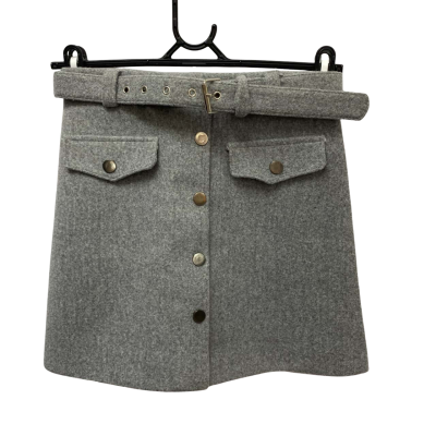  Womens  Size S A-Line Warm Grey Skirt with Matching Belt 
