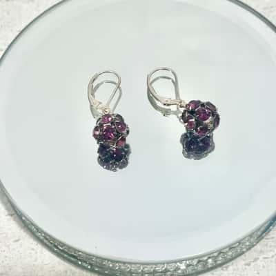 Vintage Gemstone Pink Ball Earrings 