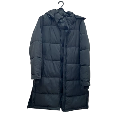 Ghanda Womens Size M Black Hooded Knee Length Puffer Jacket  