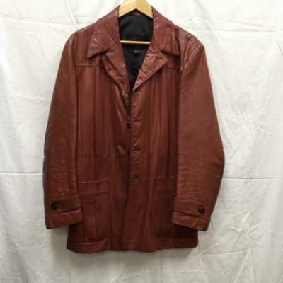 Windsor Mens Size 42 Leather Jacket Brown 