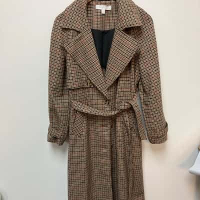  FOXWOOD Womens  Size S Trench Coat Brown / Cream / Red 