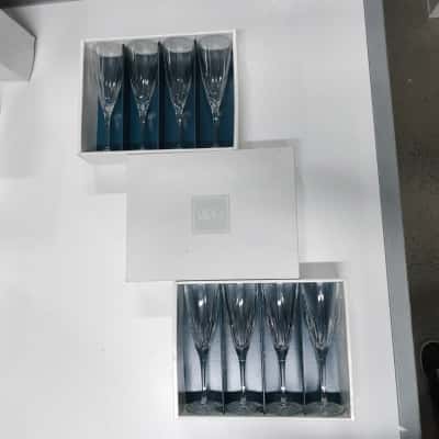 2x Mikasa Crystal Optic Paneled Champagne Flutes (Set of 4)