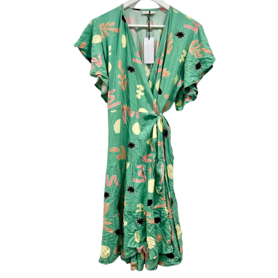 BNWT Natasha Gan Green Pattern Wrap Dress  Size 18