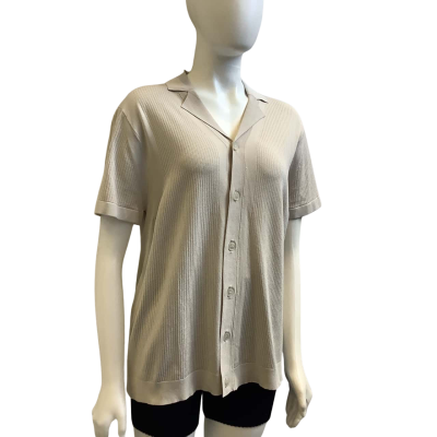 New - Calibre Mens Size L Tech Knit Short Sleeve Shirt Light Taupe