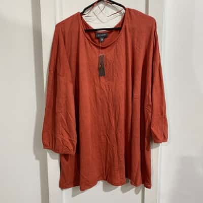 Autograph Womens Burnt Orange Top with Button details