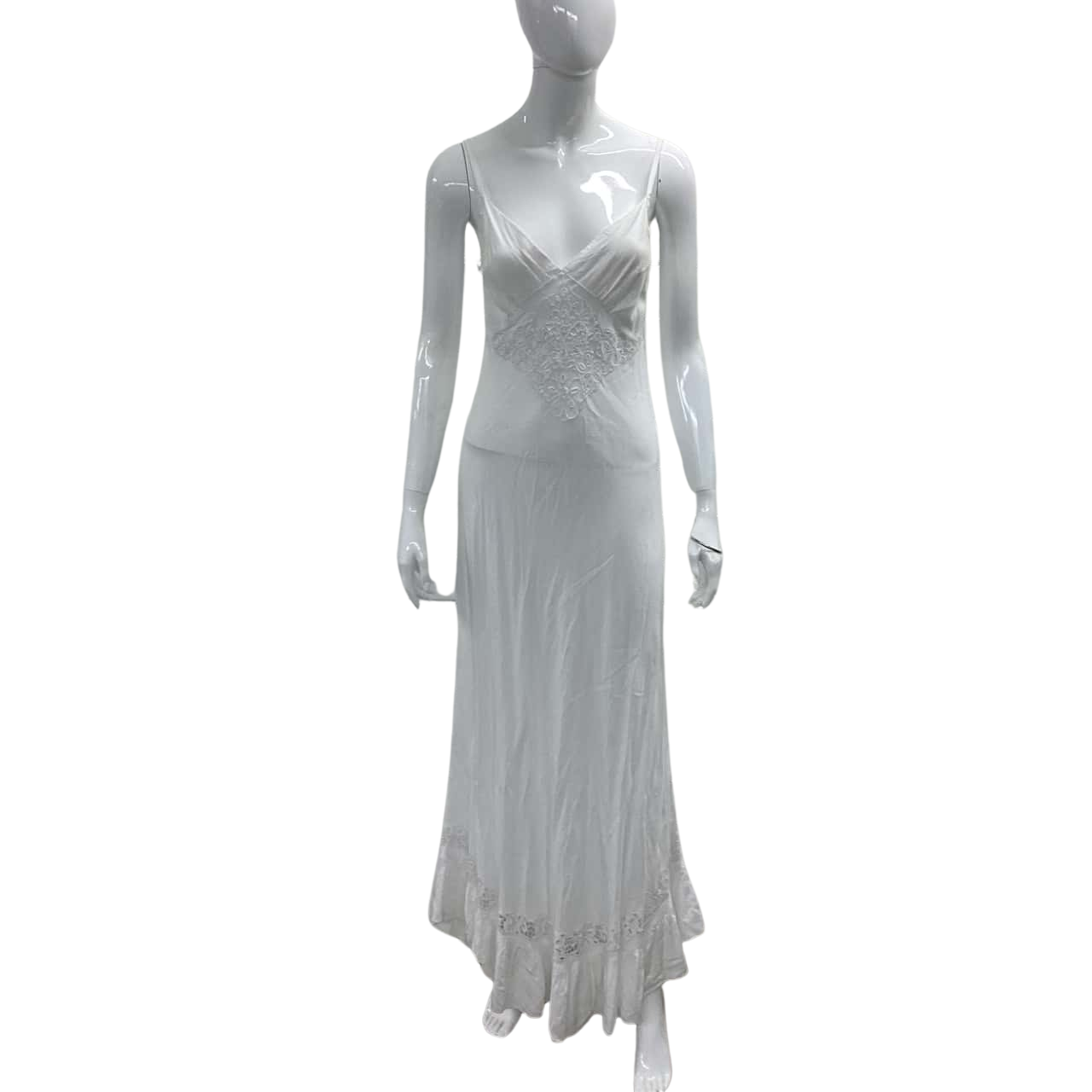 fitted lace wedding dress Alba Frill Trim Maxi Dress White– Selfie Leslie main image 0
