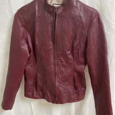 Bruno Veruggi Size S Leather Jacket Maroon 