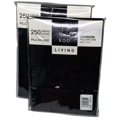 Koo living standard pillowcase black pair 