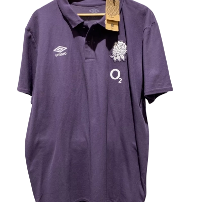 Umbro England CVC Polo Mens Size XL Short Sleeve T-shirt Purple 