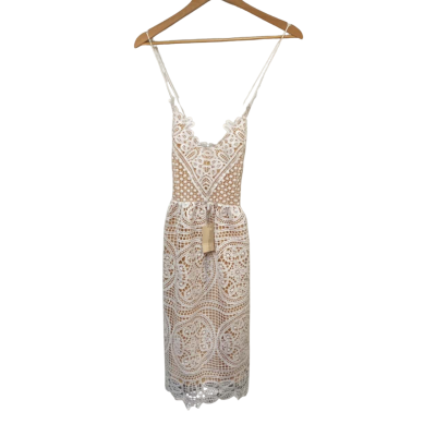 BNWT Two Sisters Womens  Size 8 Beige / White Dress