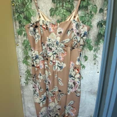 City Chic Women's mushroom Pink Floral Maxi Dress Size 20