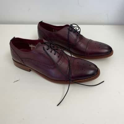 Base London Cast Dark Red Washed Brogue Shoes Size 9 