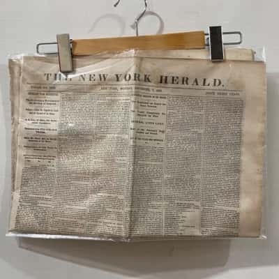 Vintage Newspaper The New York Herald, Monday December 7, 1863, In Protective Plastic Sleeve