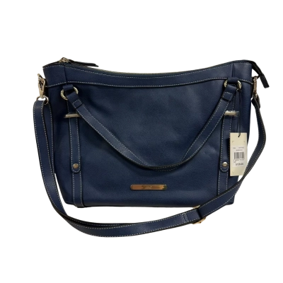 Jag Navy Blue Faux Leather Shoulder Handbag
