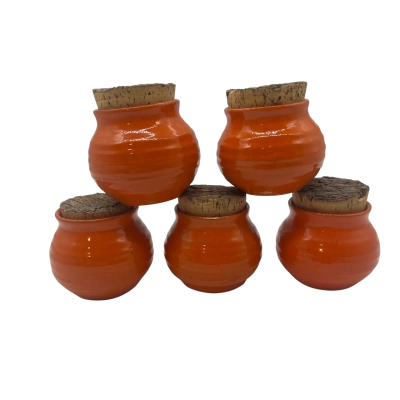 5x Orange Pottery Jar