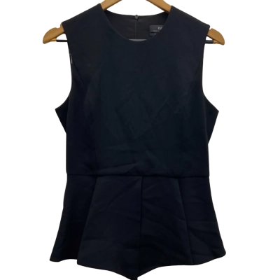 Cue Womens  Size 10 PEPLUM Sleeveless Top Black  