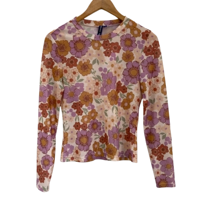 Princess Highway Womens  Size 8 Long Sleeve Top Brown / Floral / Purple 