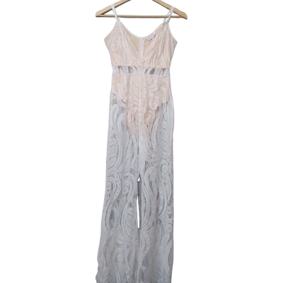 In The Style Women's  Size 6 White Lace Jumpsuit 