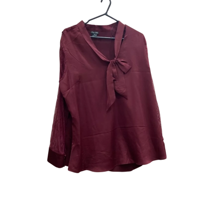 City Chic Womens Size M Merlot Sweet Tie Neck Shirt
