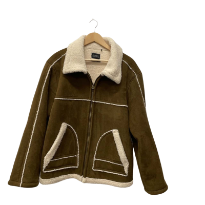 Ghanda Unisex  Size M Fleece Jacket / Winter Coat Brown / Cream 