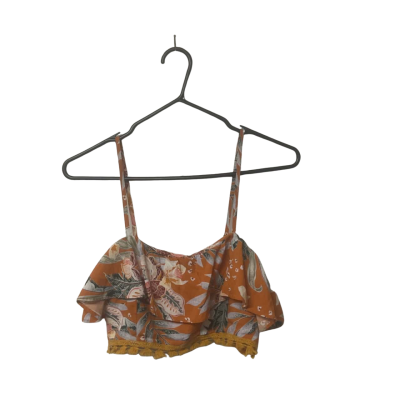 Womens Jaase Size XS Shoestring Strap Bralette Floral / Orange / Pattern 